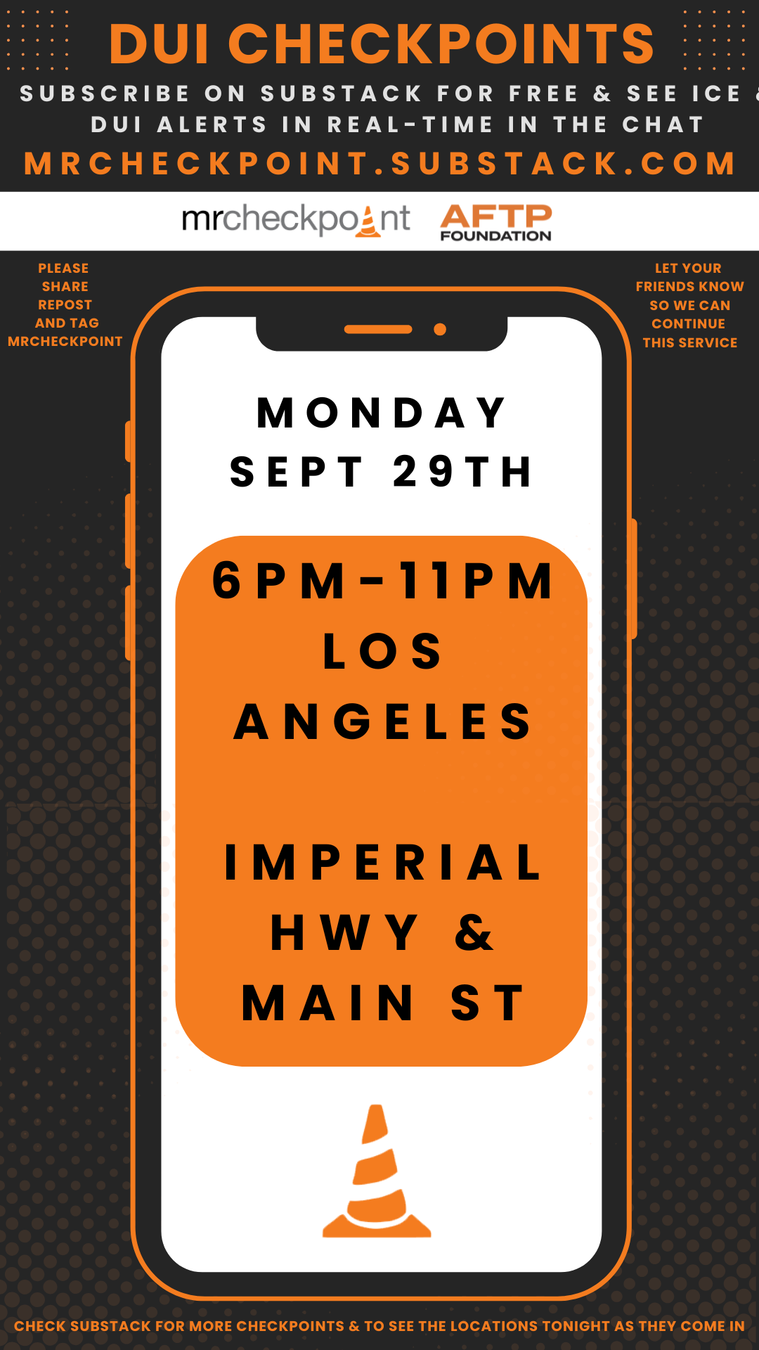 dui checkpoint monday august 29th 2025