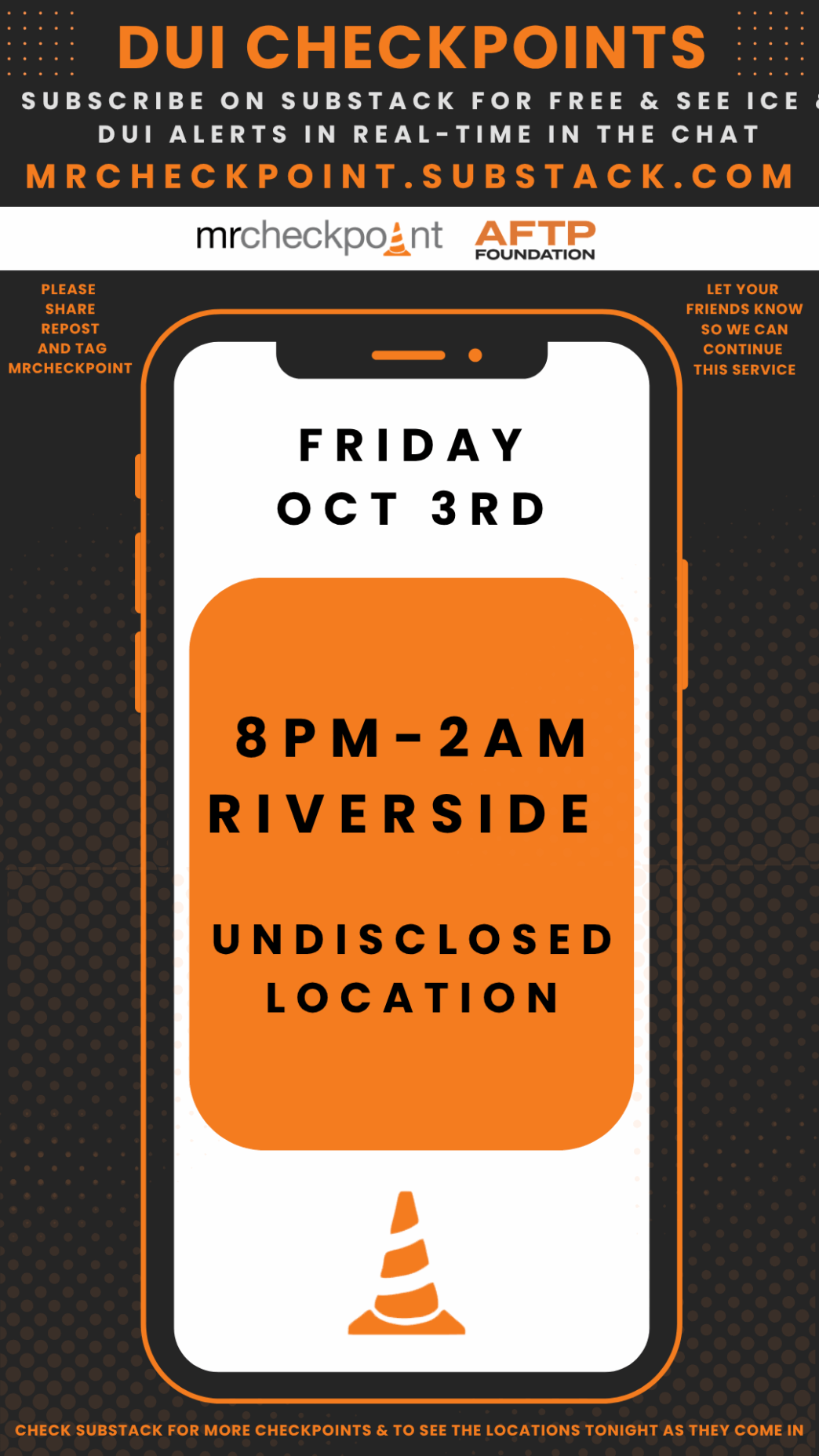 dui checkpoint friday october 3rd 2025