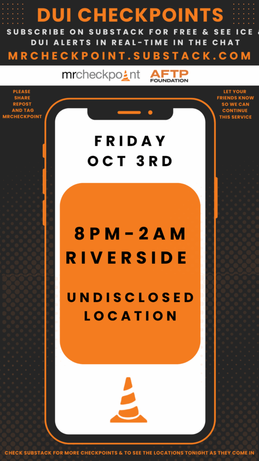 dui checkpoint friday october 3rd 2025
