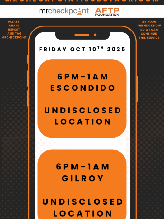 DUI checkpoints friday october 10th 2025